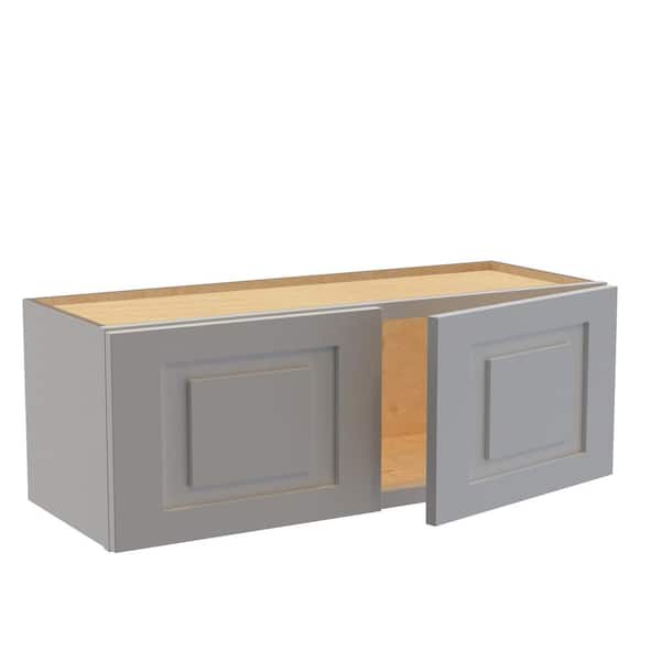 Home Decorators Collection Grayson 33 in. W x 12 in. D x 12 in. H Assembled Plywood Wall Bridge Kitchen Cabinet in Pearl Gray with Soft Close