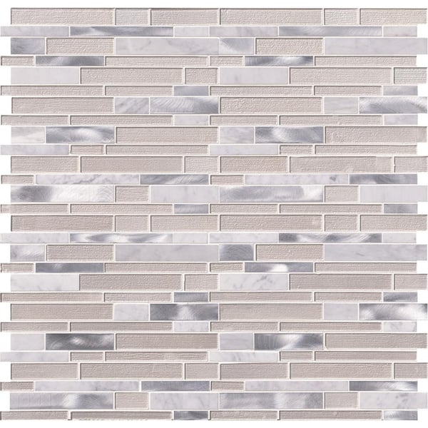 MSI White Wave Interlocking 12 in. x 12 in. Multi-Surface Glass Metal Look Mesh-Mounted Mosaic Wall Tile (1 sq. ft./Each)