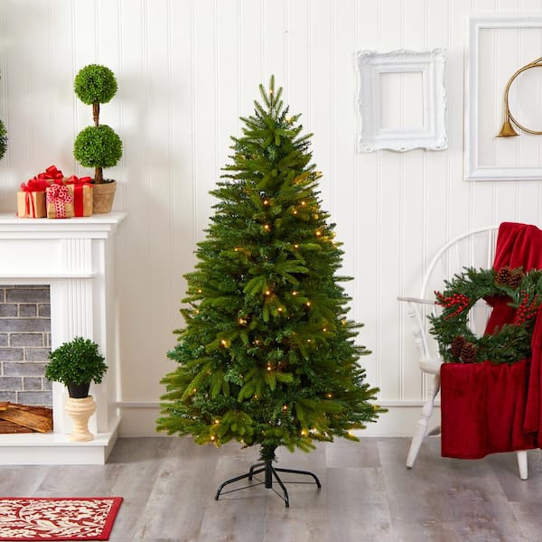 Ødelæggelse Risikabel inkompetence Nearly Natural 5 ft. Pre-Lit Sun Valley Fir Artificial Christmas Tree with  200 Clear LED Lights T1784 - The Home Depot