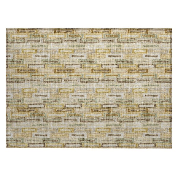 Chantille Machine Washable Indoor/Outdoor Abstract ACN3054 Gold 3 ft. x 4 ft. Area Rug