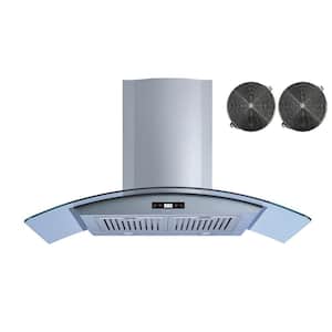 30 in. 439 CFM Convertible Stainless Steel/Glass Wall Mount Range Hood w/ Baffle and Charcoal Filters and Touch Control