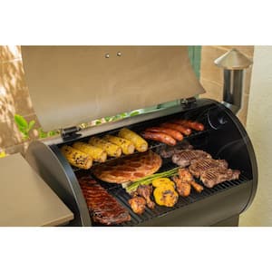 694 sq. in. Wood Pellet Grill and Smoker PID 2.0, Brown with Rain Cover