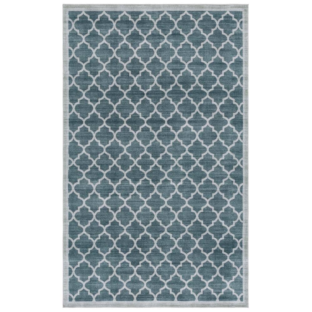 Arizona 6 ft. x 9 ft. Green Machine Washable Border Geometric Trellis Area Rug price history on PriceWatchPro
