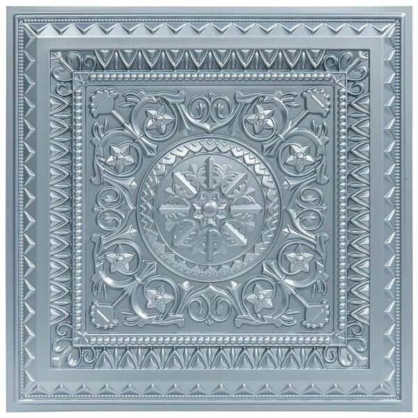 Art3dwallpanels Gray 2 ft. x 2 ft. Decorative Spanish Floral Design Lay In/Glue Up Drop Ceiling Tiles (48 sq. ft./box)