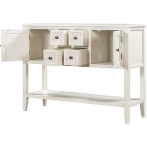 Cambridge Series 46 in. White Standard Rectangle Wood Console Table with 4-Drawers 2-Cabinets and 1-Bottom Shelf