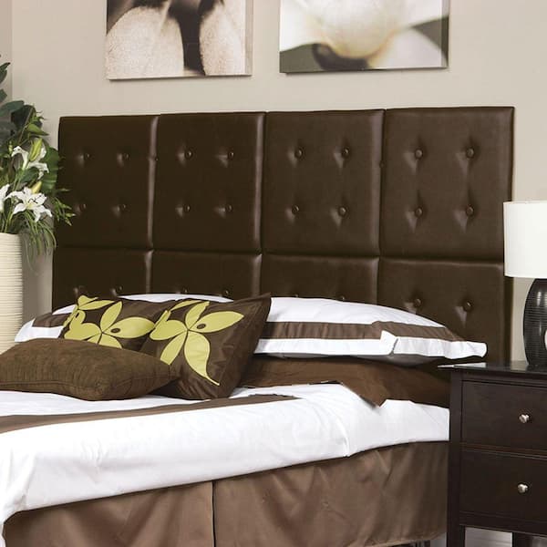 AZ Home and Gifts nexxt Luxe 18 in. x 18 in. 8-Wall Panel Headboard Set in Faux Dark Brown Leather