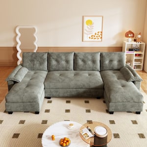 ゆぅ Harper & Bright Designs Convertible 104.7 in Chenille U-Shaped