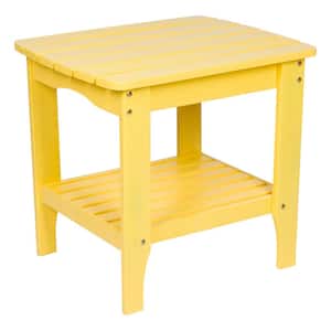 24 in. Long Lemon Yellow Rectangular Wood Outdoor Side Table
