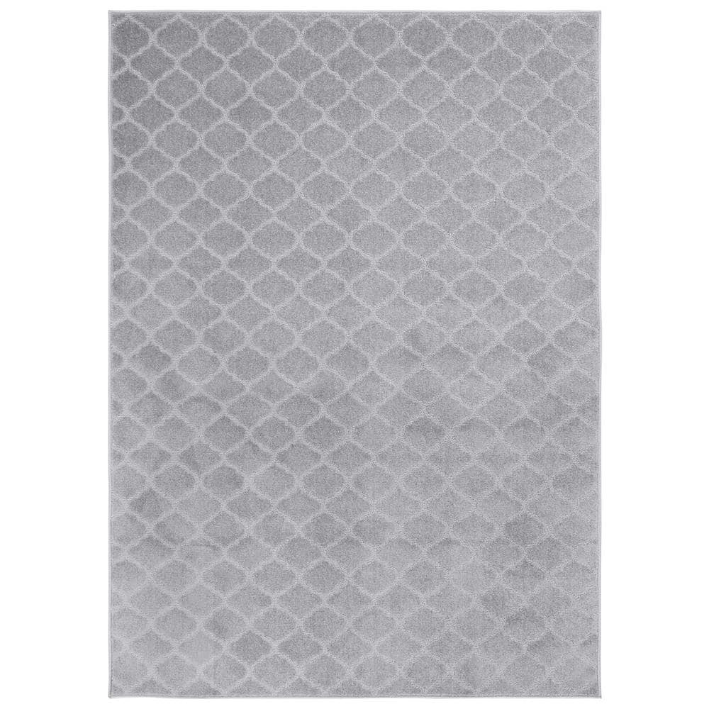 Gray Hand-Knotted Synthetic Rectangular Area Rug
