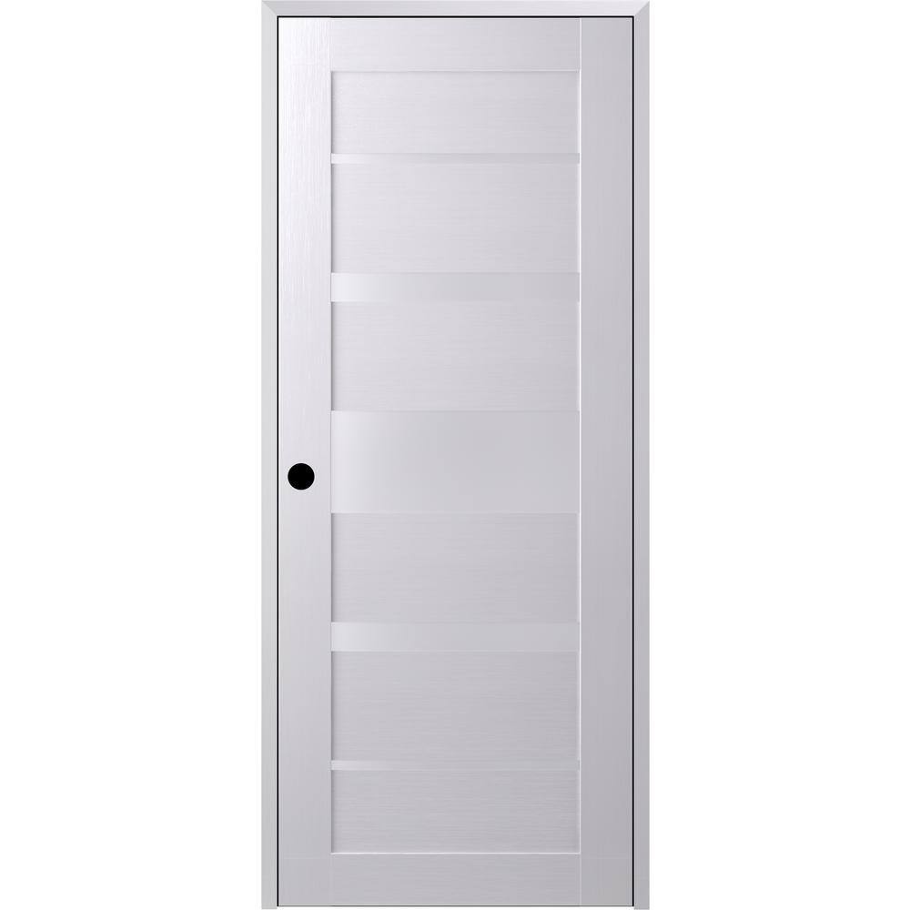 28 in. x 96 in. Kina Right-Hand Solid Core 7-Lite Frosted Glass Bianco Noble Wood Composite Single Prehung Interior Door price history on PriceWatchPro
