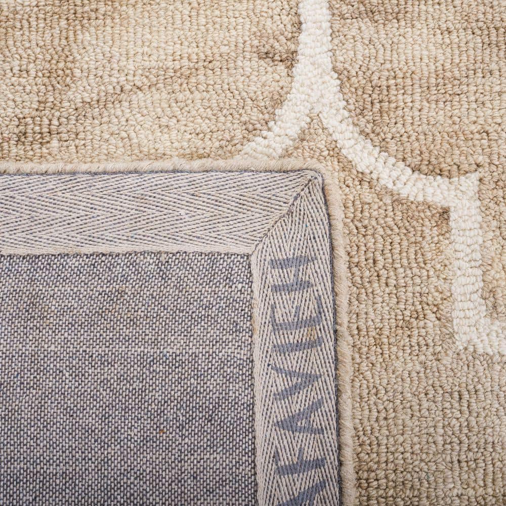 Beige and Ivory Hand-Tufted Wool 10' x 14' Area Rug