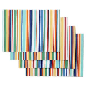 Joplin Stripe 13 in. x 17.5 in. Blue and White Cotton Placemat (Set of 4)
