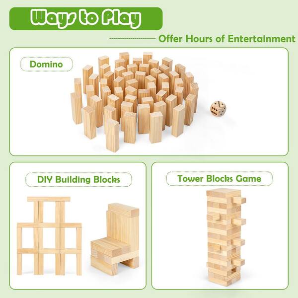 Yardgames Giant Tumbling Timbers Wood Stacking Wooden Building Blocks Game  For Adults And Kids With 56 Stained Pine Blocks (2 Pack) : Target