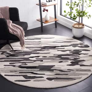 Rodeo Drive Ivory/Black 6 ft. x 6 ft. Abstract Round Area Rug