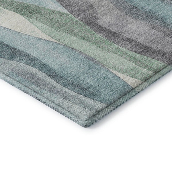Mayfield Premium Machine Washable Abstract AMF1989 Teal 2 ft. x 3 ft. Accent Rug