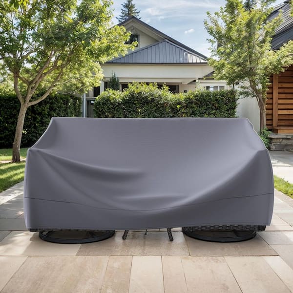 Qovers 82.7 in. L x 34.3 in. W x 28 in. H (Back)/19.3 in. H (Front) Gray Outdoor Patio Sofa Cover