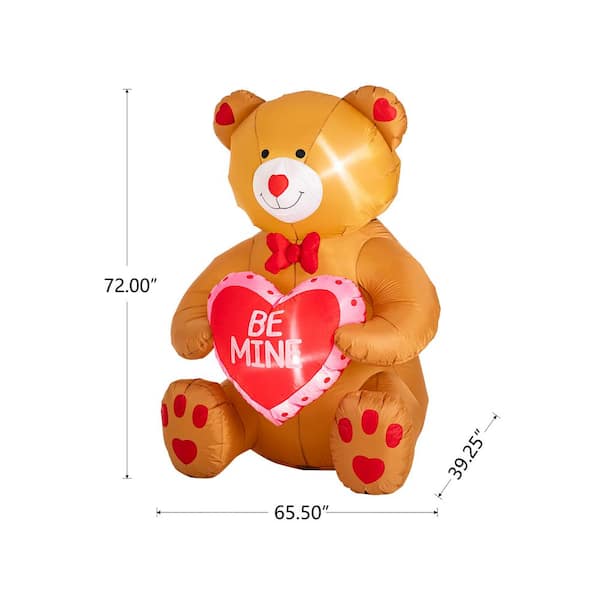 Glitzhome 65 in. Lighted Valentine's Inflatable Bear with Heart Decor  2019400016 - The Home Depot