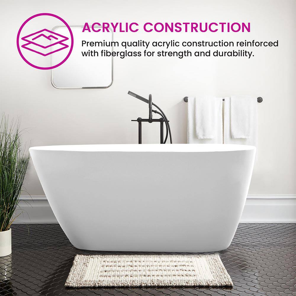 Pure White Acrylic Freestanding Soaking Bathtub
