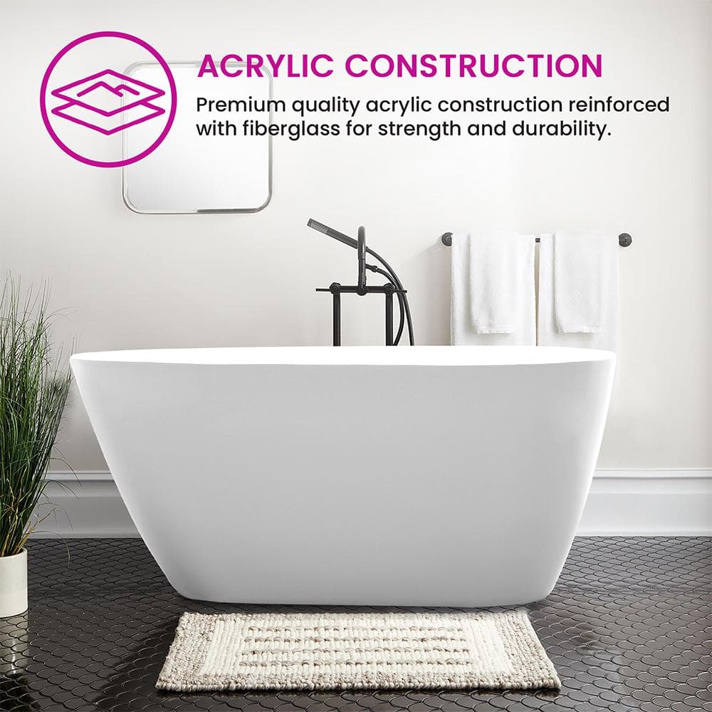 White and Titanium Gold Acrylic Freestanding Soaking Bathtub