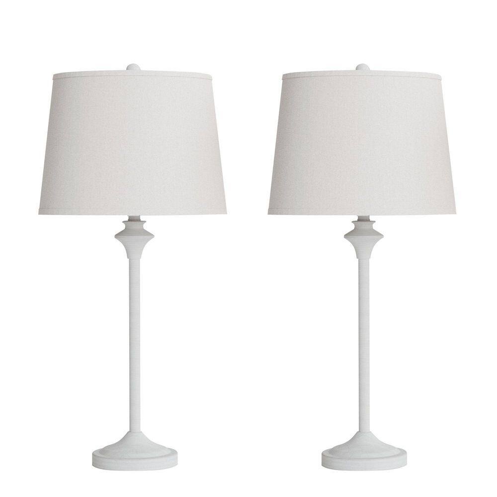 26 in. Antique White Modern Buffet Bedroom Living Room Bedside Desk Nightstand Tall Table Lamps Set of 2 price history on PriceWatchPro