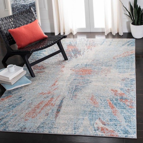 Tulum 12 ft. x 15 ft. Blue/Pink Rustic Sunburst Area Rug