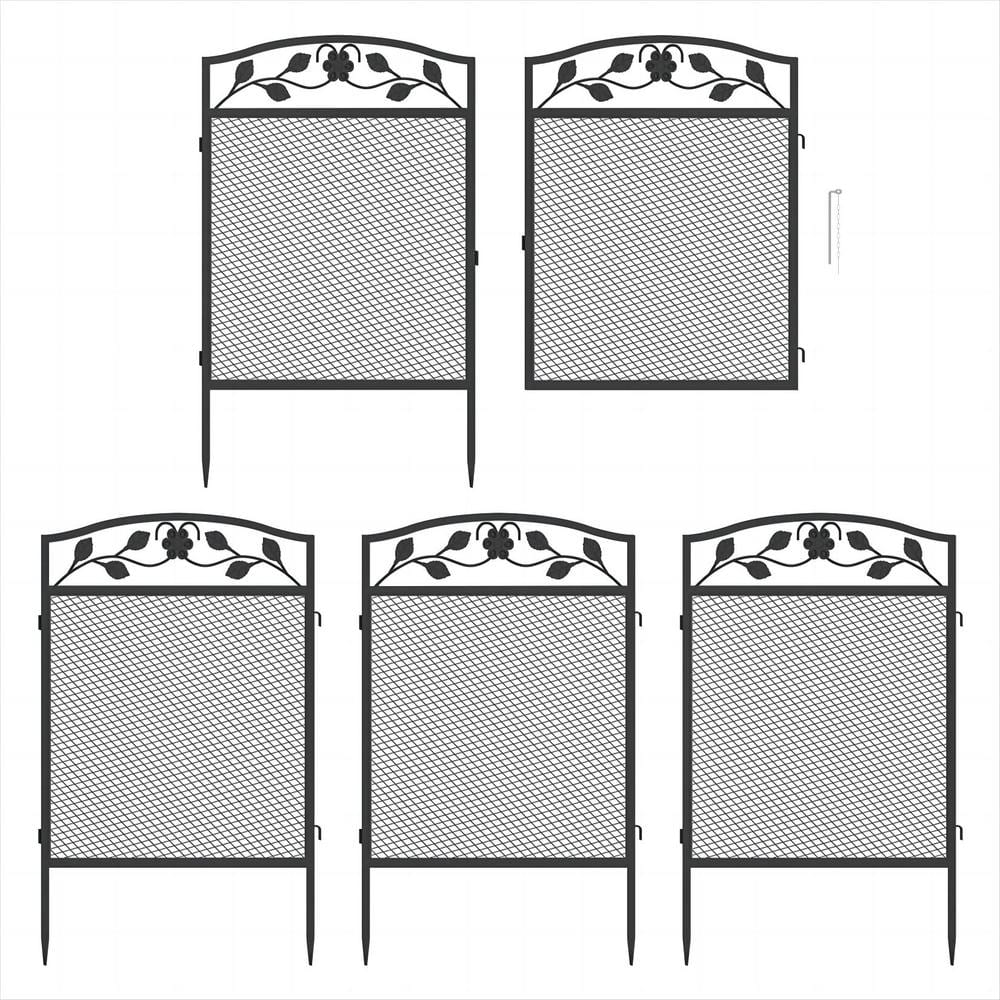 43.3 in. Metal Garden Fence Decorative Fencing Panels with Gate for Outdoor