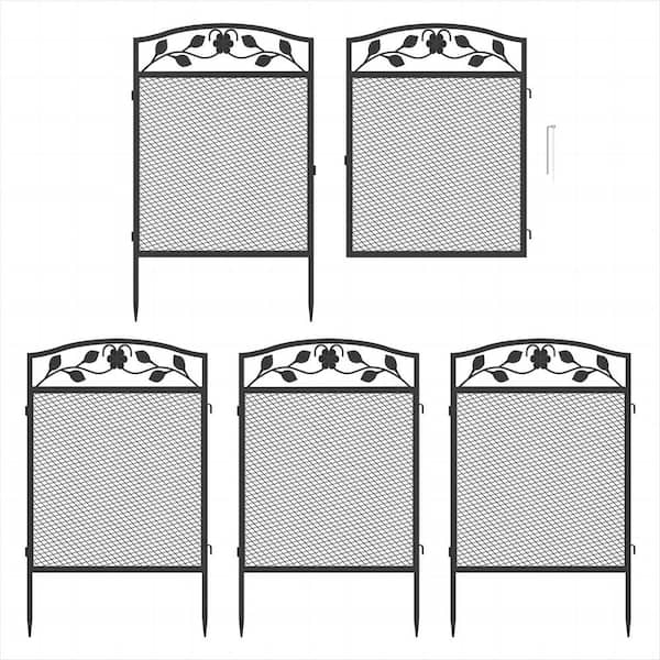 AESOME 43.3 in. Metal Garden Fence Decorative Fencing Panels with Gate for Outdoor