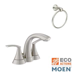 Darcy Centerset 2-Handle Bathroom Faucet Combo Kit with Towel Ring in Spot Resist Brushed Nickel