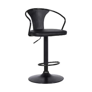 41 in. Brown Low Back Metal Frame Bar Stool with Faux Leather Seat