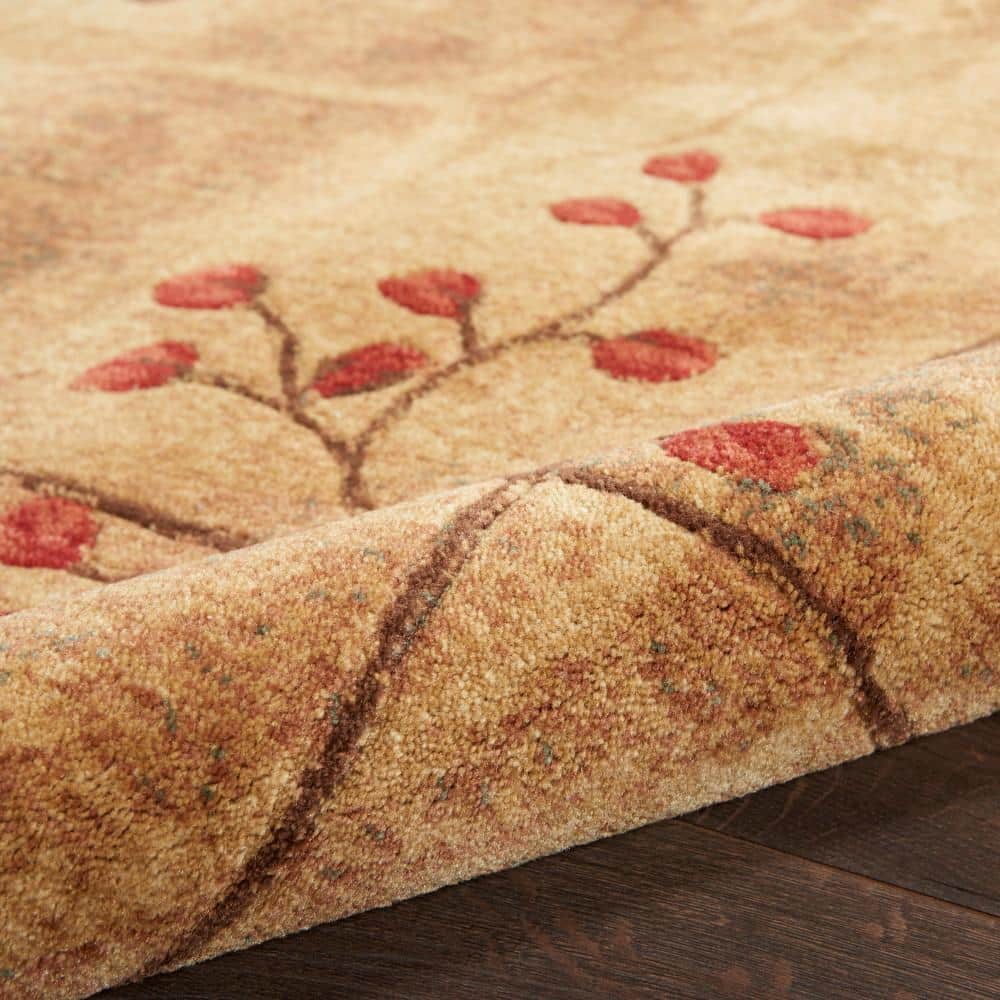Latte Floral Synthetic 10' x 14' Area Rug