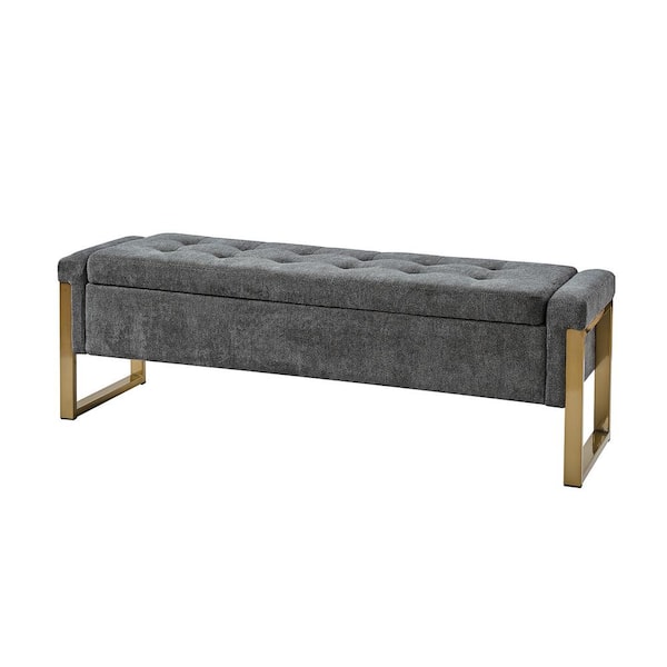 Jayden Creation Alina Charcoal Modern Upholstered Flip Top Storage