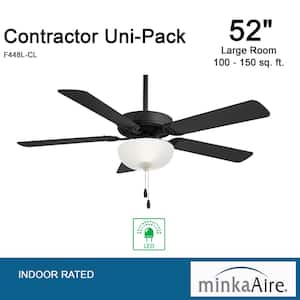 Contractor Uni-Pack 52 in. LED Indoor Coal Black Ceiling Fan with Light Kit