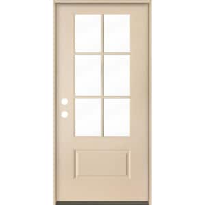 UINTAH Modern Farmhouse 36 in. x 80 in. 6-Lite Right-Hand/Inswing Clear Glass Unfinished Fiberglass Prehung Front Door