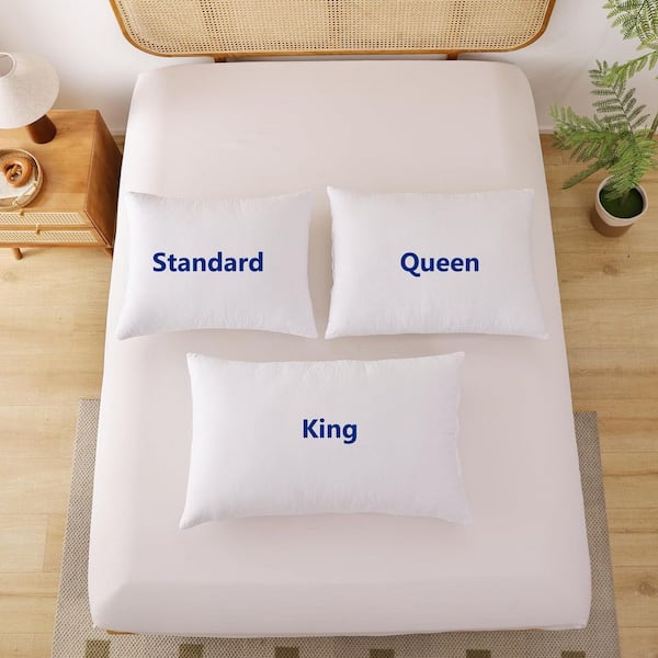 Shatex 28 in. x 20 in. White Queen Size Extra Firm-Pillow with