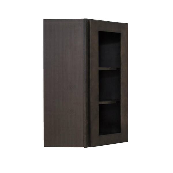 LIFEART CABINETRY Lancaster Shaker Assembled 24 in. x 36 in. x 12 in. Wall Diagonal Corner Mullion Door Cabinet in Vintage Charcoal
