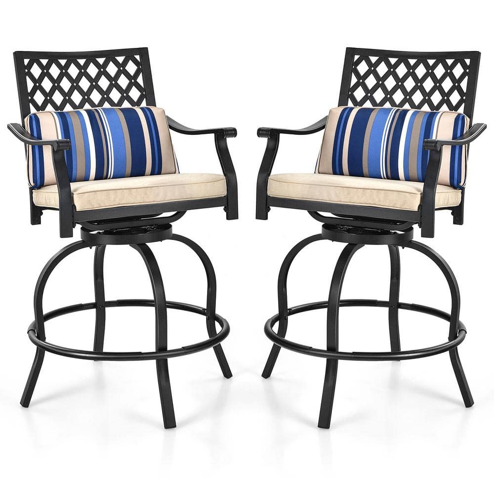 360° Swivel Metal Outdoor Bar Stool Bar Height with Beige Soft Cushions 15° Rocking price history on PriceWatchPro