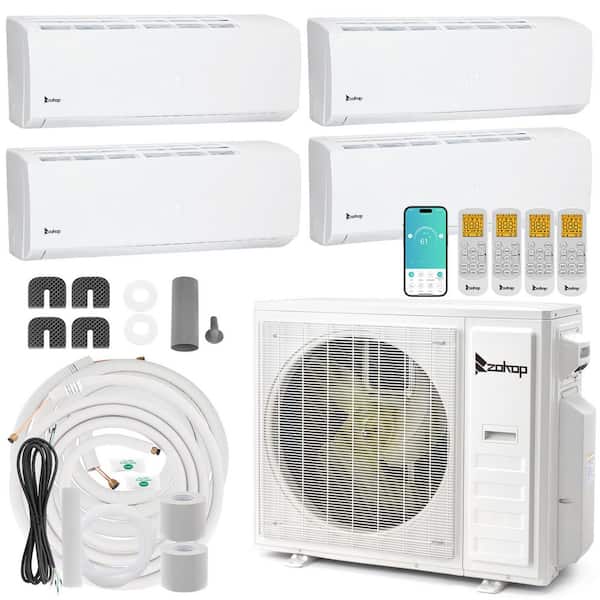 19 SEER2 36,000 BTU 3-Ton 4-Zone WiFi Ductless Mini Split Air Conditioner with Heat Pump 9K Plus 9K Plus 12K Plus 18K