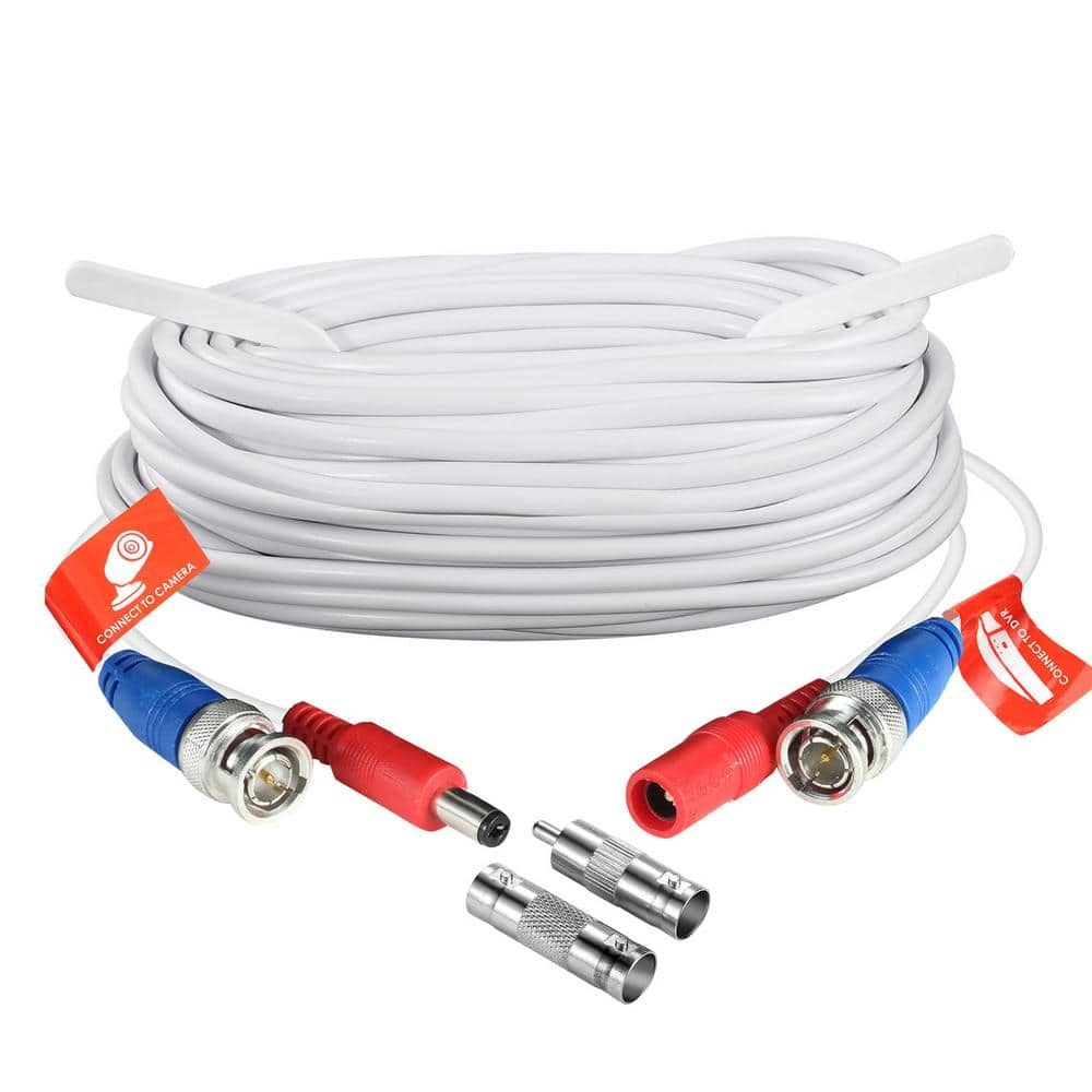 Zosi 60 Ft Security Camera Cable Bnc Cord Video Power Cable White Sp Xc 1803 W The Home Depot 3343