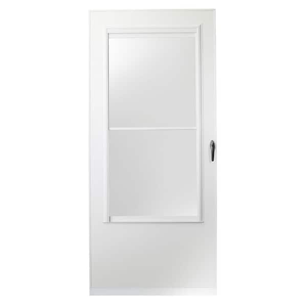 EMCO 34 in. x 80 in. 200 Series White Self-Storing Storm Door