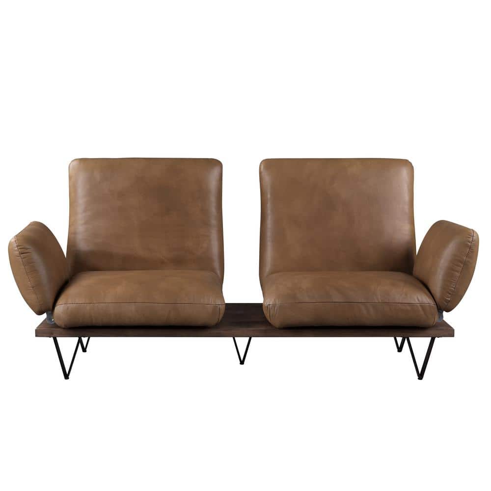 Acme Furniture 88 in. Nutmeg Leather 4-Seater Bridgewater Sofa with Round  Arms 55065 - The Home Depot