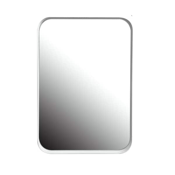Tatahance 15.7 in. W x 23.6 in. H Rectangular Metal White Medicine Cabinet with Mirror and Adjustable Shelves