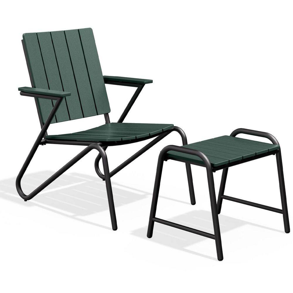 Outdoor Adirondack Chair with Ottoman, PS Seat and Metal Frame in Green price history on PriceWatchPro