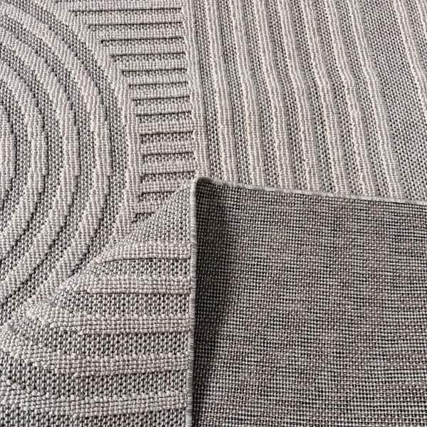 Hogar Gray Cream 7 ft. x 10 ft. Modern Abstract Indoor Outdoor Area Rug