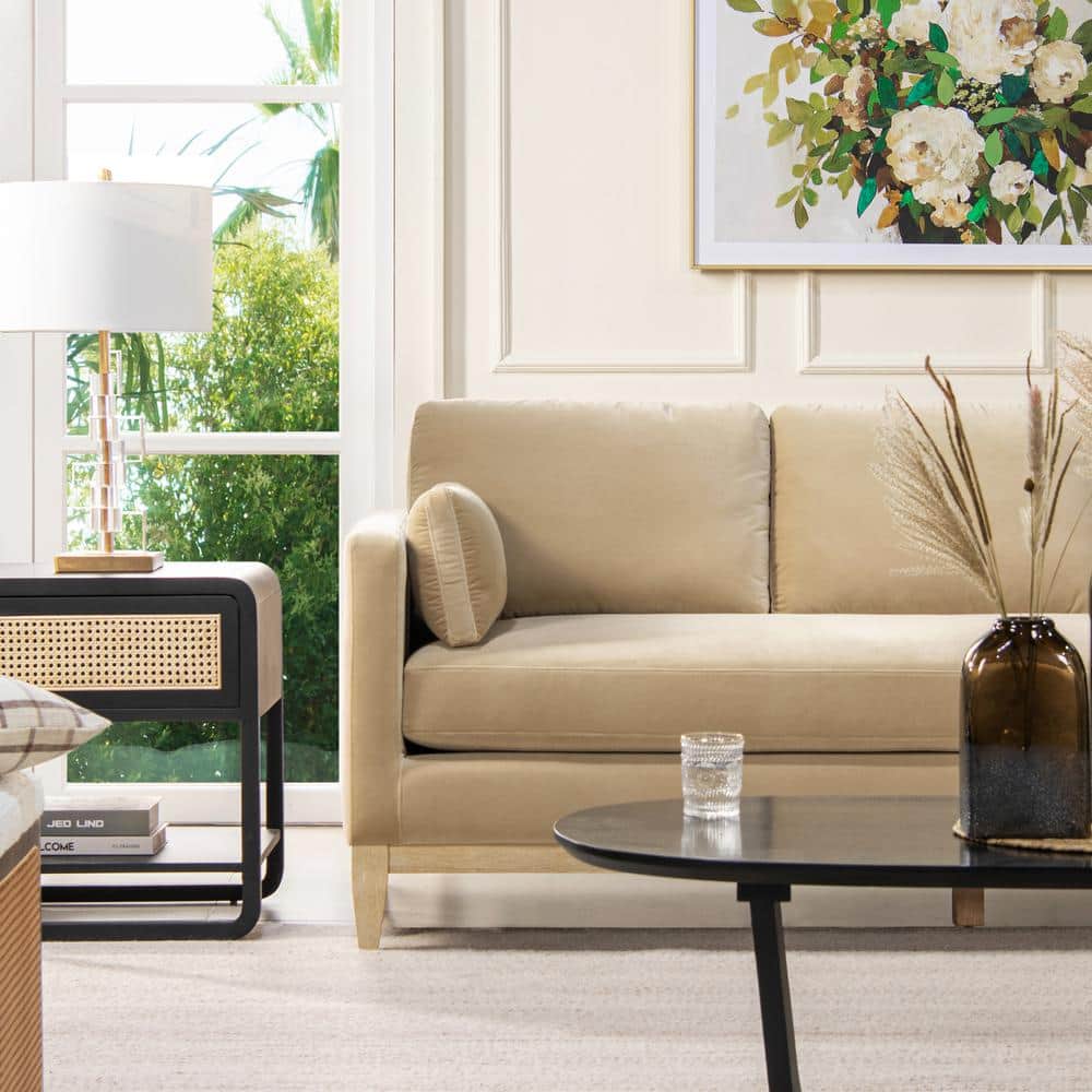 Knox 84" Fawn Brown Velvet Lawson Sofa with Removable Cushions