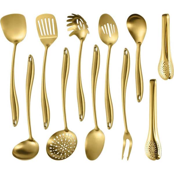 11-Piece Gold Stainless Steel Matte Kitchen Cooking Utensil Gadgets Tools Set(Service for Kitchen)