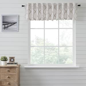 Frayed Lattice 90 in. L x 16 in. W Cotton Valance in Oatmeal