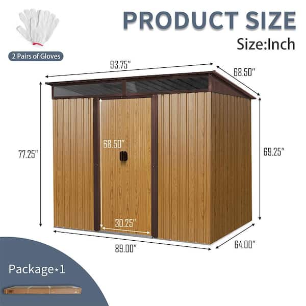 8 ft. W x 6 ft. D Metal Shed with Double Door (48 sq. ft. )