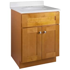 Brookings Shaker RTA 25 in. W x 19 in. D x 35.63 in. H Bath Vanity in Birch with Solid White Cultured Marble Top