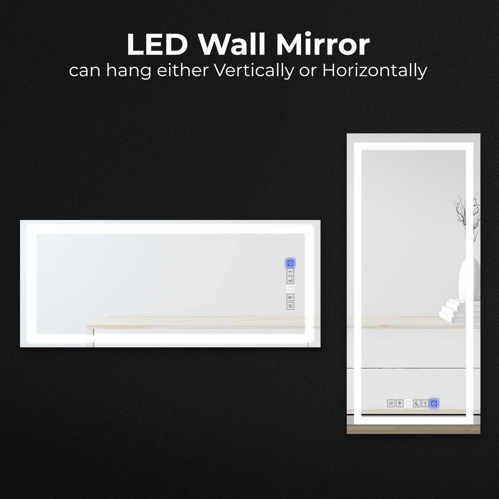 18" x 40" Frameless LED Lighted Anti-Fog Wall Mirror