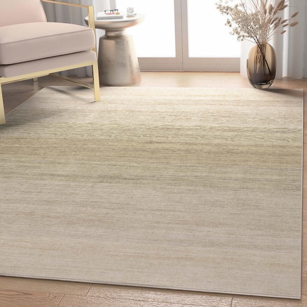 Beige Green 9 ft. 10 in. x 13 ft. Flat-Weave Abstract Sunset Vintage Gradient Area Rug